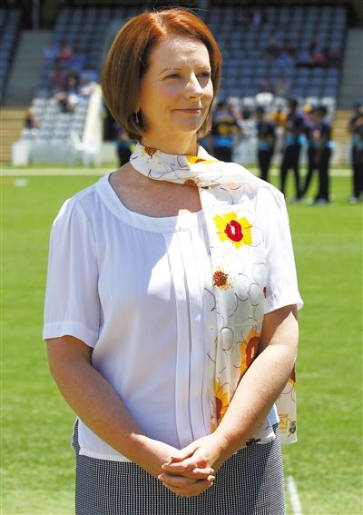 29日，堪培拉，澳大利亞總理吉拉德觀看板球比賽。