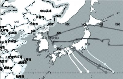 中國(guó)環(huán)保部發(fā)布的模擬軌跡圖。