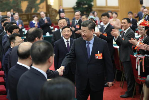 2019年3月10日下午，習(xí)近平參加十三屆全國(guó)人大二次會(huì)議福建代表團(tuán)的審議。